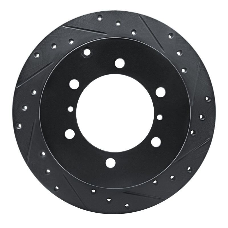 Mitsubishi Montero Sport Brake Rotor (1) - Rear Right - R1 Concepts - Drilled & Slotted - Black - `90-`04